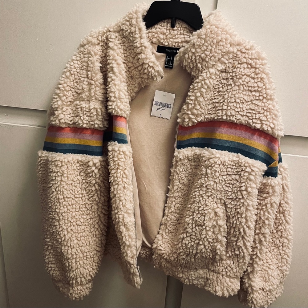 Striped Faux Shearling Jacket